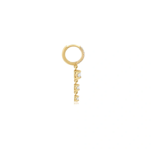 Jennifer Meyer Small Diamond Huggies with Graduated Illusion Set Diamond Drop in 18K Yellow Gold | Fine Earrings | Coveti