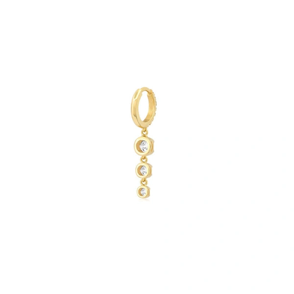 Jennifer Meyer Small Diamond Huggies with Graduated Illusion Set Diamond Drop in 18K Yellow Gold | Fine Earrings | Coveti