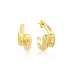 Jennifer Meyer Small Double Dome Hoops in 18K Yellow Gold | Fine Earrings | Coveti