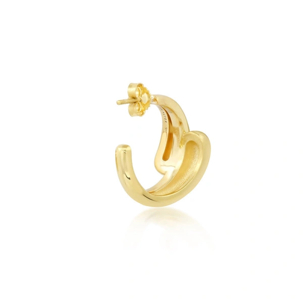Jennifer Meyer Small Double Dome Hoops in 18K Yellow Gold | Fine Earrings | Coveti