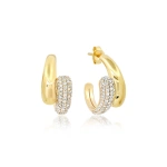 Jennifer Meyer Small Double Dome Hoops with Diamond Accent in 18K Yellow Gold | Fine Earrings | Coveti