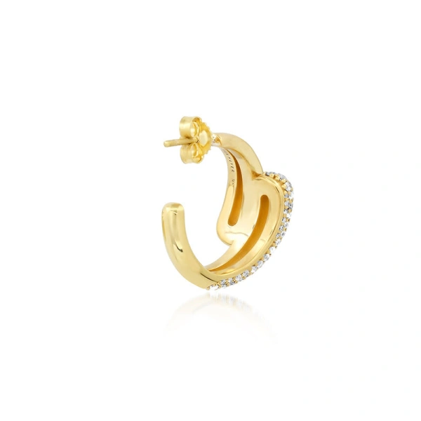 Jennifer Meyer Small Double Dome Hoops with Diamond Accent in 18K Yellow Gold | Fine Earrings | Coveti