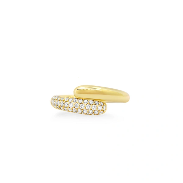 Jennifer Meyer Small Double Dome Ring with Diamond Pave Accent in 18K Yellow Gold | Fine Rings | Coveti