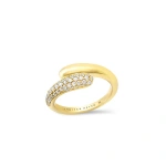 Jennifer Meyer Small Double Dome Ring with Diamond Pave Accent in 18K Yellow Gold | Fine Rings | Coveti