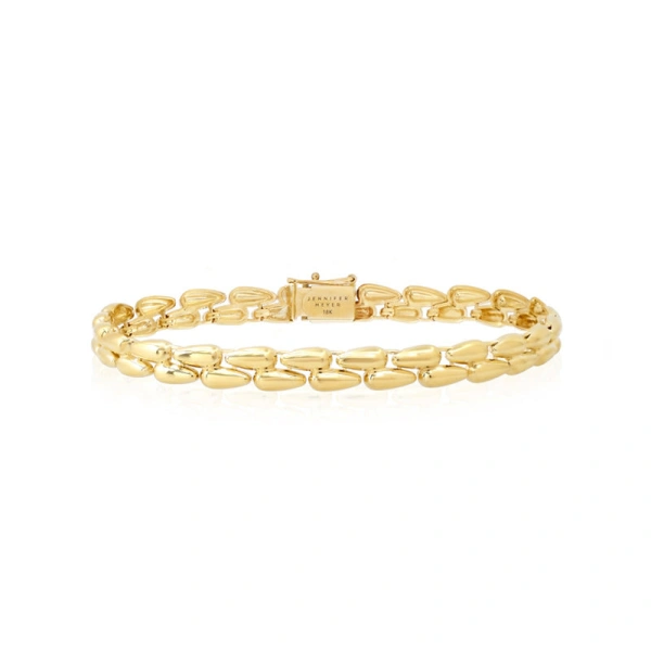 Jennifer Meyer Small Double Dome Tennis Bracelet in 18K Yellow Gold | Fine Bracelets | Coveti