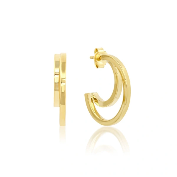 Jennifer Meyer Small Double Hoops in 18K Yellow Gold | Fine Earrings | Coveti