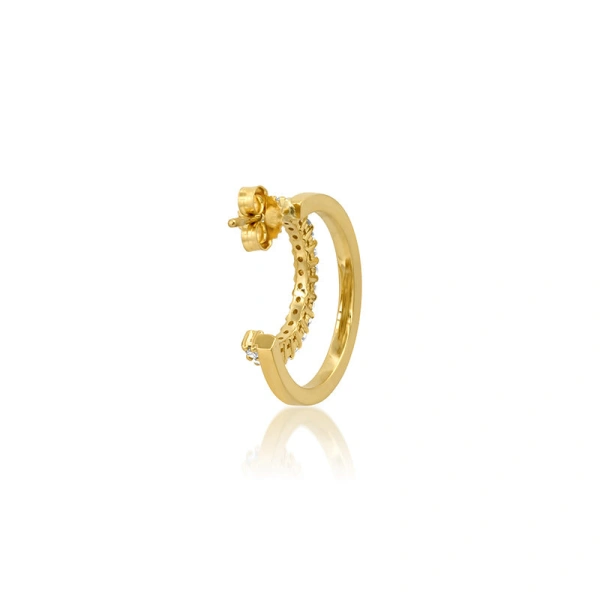 Jennifer Meyer Small Double Hoops with 4 Prong Diamond Accent in 18K Yellow Gold | Fine Earrings | Coveti