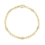 Jennifer Meyer Small Edith Link Bracelet with 5 Diamond Bezel Accents in 18K Yellow Gold | Fine Bracelets | Coveti