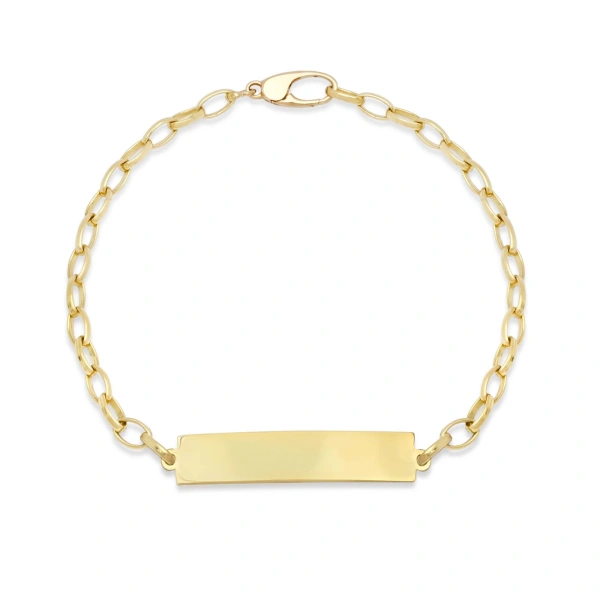 Small Edith Link Bracelet with Engravable Nameplate in 18K Yellow Gold