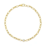 Jennifer Meyer Small Edith Link Bracelet with Single Diamond Bezel Accent in 18K Yellow Gold | Fine Bracelets | Coveti