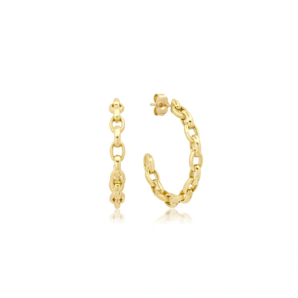Jennifer Meyer Small Edith Link Hoops in 18K Yellow Gold | Fine Earrings | Coveti