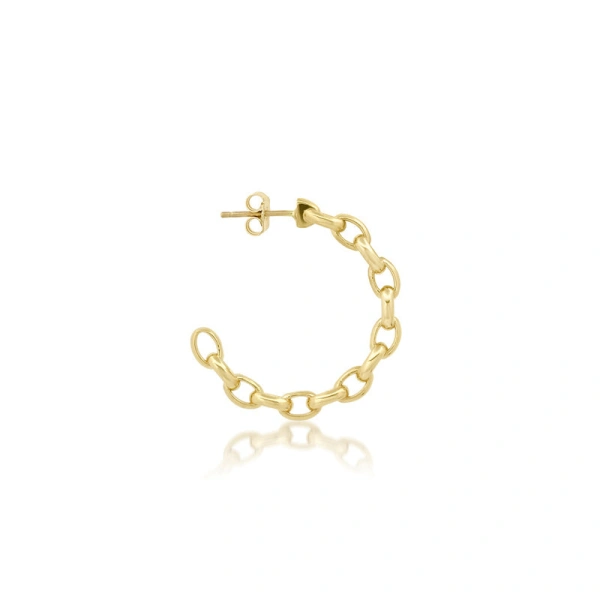 Jennifer Meyer Small Edith Link Hoops in 18K Yellow Gold | Fine Earrings | Coveti