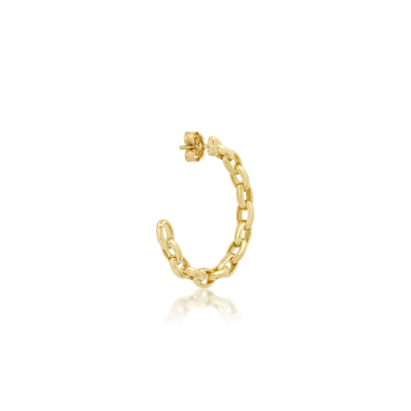 Jennifer Meyer Small Edith Link Hoops in 18K Yellow Gold | Fine Earrings | Coveti