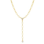 Jennifer Meyer Small Edith Link Lariat with Diamond Detail in 18K Yellow Gold | Fine Necklaces | Coveti