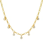 Jennifer Meyer Small Edith Link Necklace with 7 Diamond Bezel Dangle in 18K Yellow Gold | Fine Necklaces | Coveti