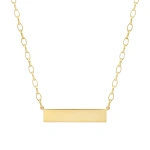 Jennifer Meyer Small Edith Link Necklace with Engravable Nameplate in 18K Yellow Gold | Fine Necklaces | Coveti