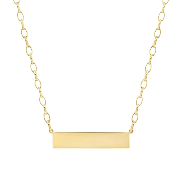 Jennifer Meyer Small Edith Link Necklace with Engravable Nameplate in 18K Yellow Gold | Fine Necklaces | Coveti