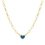 Jennifer Meyer Small Edith Link Necklace with Opal Inlay Heart in 18K Yellow Gold | Fine Necklaces | Coveti