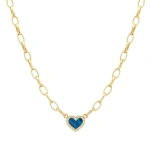 Jennifer Meyer Small Edith Link Necklace with Opal Inlay Heart with Diamonds in 18K Yellow Gold | Fine Necklaces | Coveti