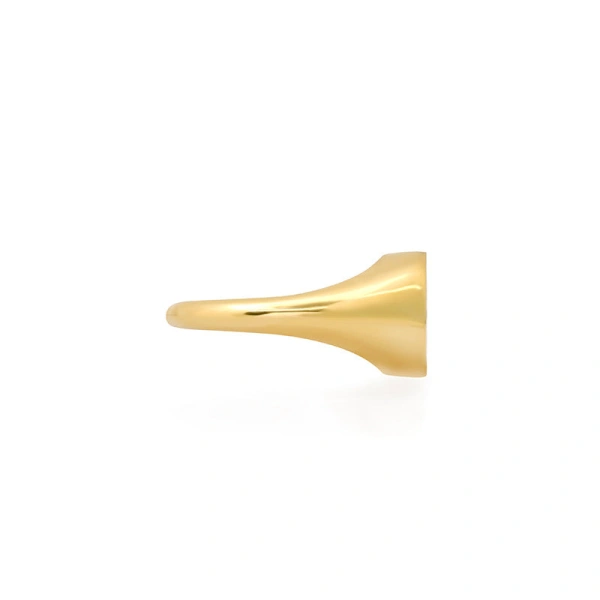 Jennifer Meyer Small Good Luck & Clover Sentiment Signet Ring in 18K Yellow Gold | Fine Rings | Coveti