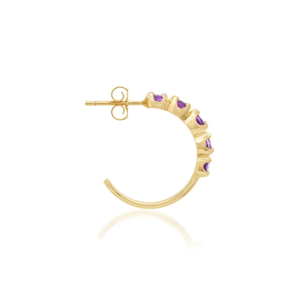 Jennifer Meyer Small Graduated Amethyst Hoops in 18K Yellow Gold | Fine Earrings | Coveti