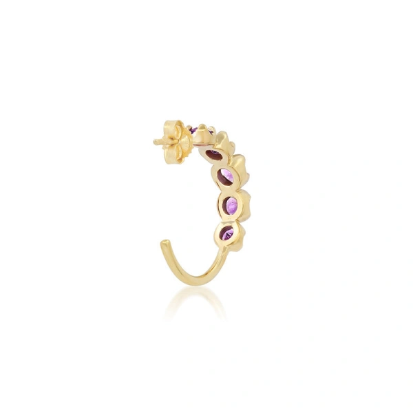 Jennifer Meyer Small Graduated Amethyst Hoops in 18K Yellow Gold | Fine Earrings | Coveti