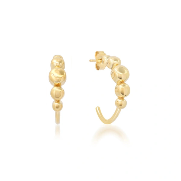Jennifer Meyer Small Graduated Bezel Hoops in 18K Yellow Gold | Fine Earrings | Coveti