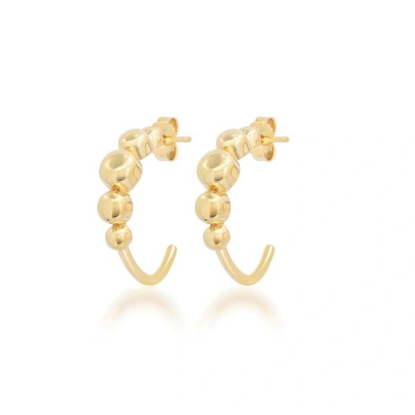 Jennifer Meyer Small Graduated Bezel Hoops in 18K Yellow Gold | Fine Earrings | Coveti