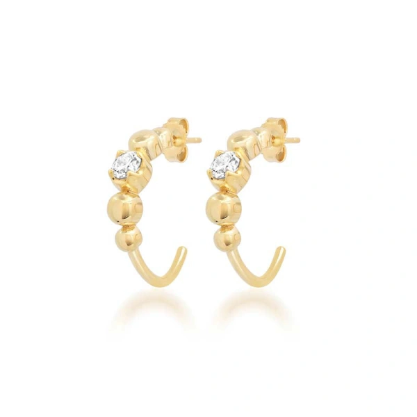 Jennifer Meyer Small Graduated Bezel Hoops with Illusion Set Diamond Accent in 18K Yellow Gold | Fine Earrings | Coveti