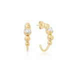 Jennifer Meyer Small Graduated Bezel Hoops with Illusion Set Diamond Accent in 18K Yellow Gold | Fine Earrings | Coveti