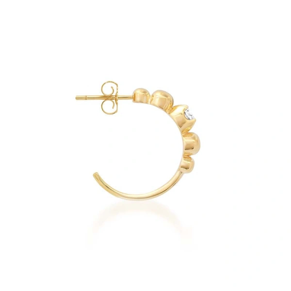 Jennifer Meyer Small Graduated Bezel Hoops with Illusion Set Diamond Accent in 18K Yellow Gold | Fine Earrings | Coveti