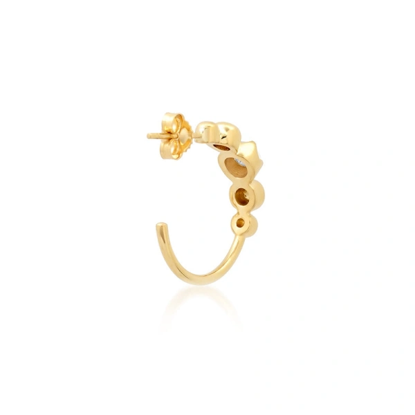 Jennifer Meyer Small Graduated Bezel Hoops with Illusion Set Diamond Accent in 18K Yellow Gold | Fine Earrings | Coveti