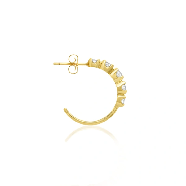 Jennifer Meyer Small Graduated Diamond Hoops in 18K Yellow Gold | Fine Earrings | Coveti