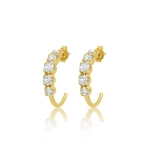 Jennifer Meyer Small Graduated Diamond Hoops in 18K Yellow Gold | Fine Earrings | Coveti