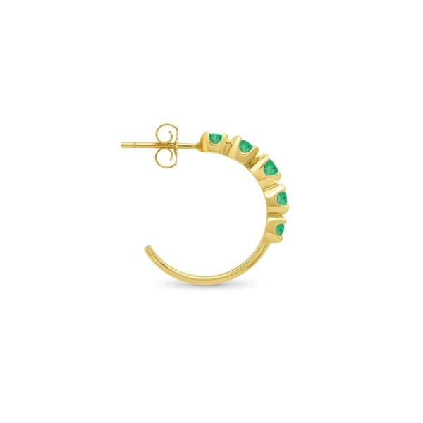 Jennifer Meyer Small Graduated Emerald Hoops in 18K Yellow Gold | Fine Earrings | Coveti