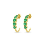 Jennifer Meyer Small Graduated Emerald Hoops in 18K Yellow Gold | Fine Earrings | Coveti