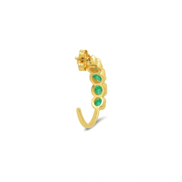 Jennifer Meyer Small Graduated Emerald Hoops in 18K Yellow Gold | Fine Earrings | Coveti