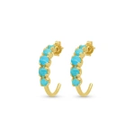 Jennifer Meyer Small Graduated Turquoise Hoops in 18K Yellow Gold | Fine Earrings | Coveti