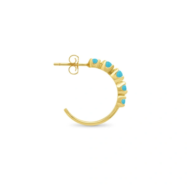 Jennifer Meyer Small Graduated Turquoise Hoops in 18K Yellow Gold | Fine Earrings | Coveti