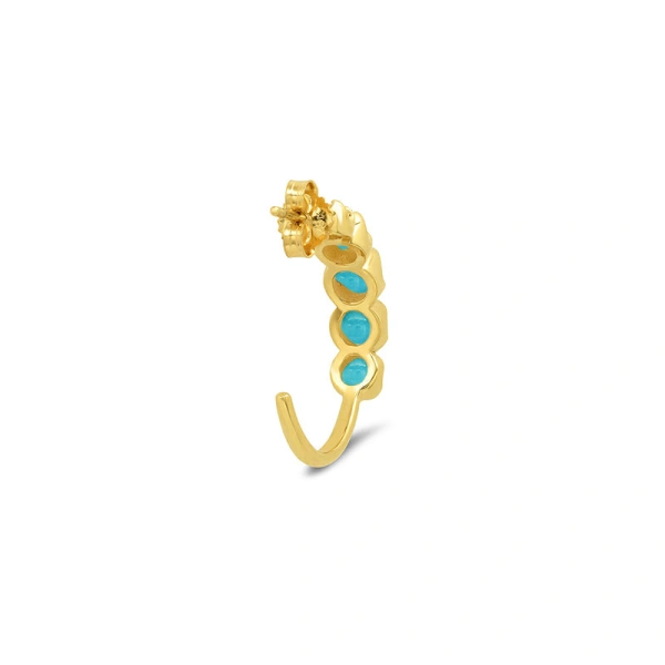 Jennifer Meyer Small Graduated Turquoise Hoops in 18K Yellow Gold | Fine Earrings | Coveti