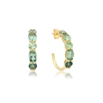 Jennifer Meyer Small Green Tourmaline Mosaic Hoops in 18K Yellow Gold | Fine Earrings | Coveti