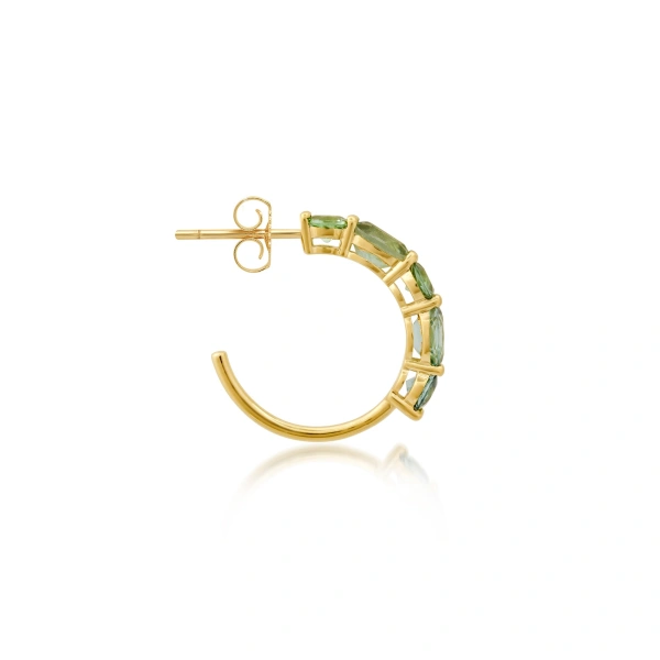 Jennifer Meyer Small Green Tourmaline Mosaic Hoops in 18K Yellow Gold | Fine Earrings | Coveti