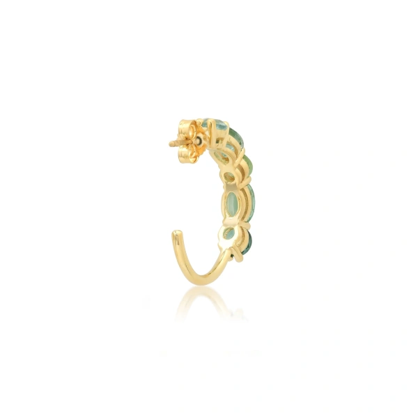 Jennifer Meyer Small Green Tourmaline Mosaic Hoops in 18K Yellow Gold | Fine Earrings | Coveti