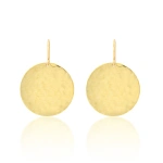 Jennifer Meyer Small Hammered Disc Earrings in 18K Yellow Gold | Fine Earrings | Coveti