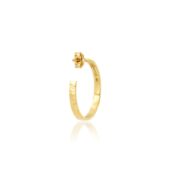 Jennifer Meyer Small Hammered Ellen Hoops in 18K Yellow Gold | Fine Earrings | Coveti