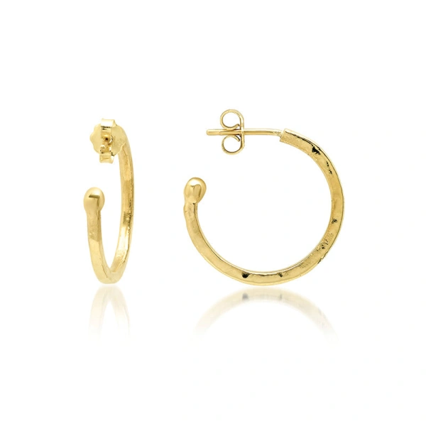 Jennifer Meyer Small Hammered Hoops in 18K Yellow Gold | Fine Earrings | Coveti