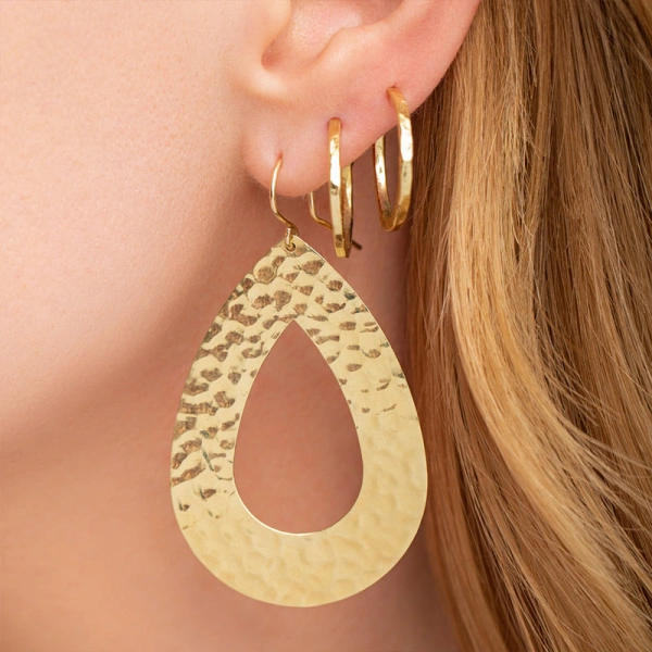 Jennifer Meyer Small Hammered Hoops in 18K Yellow Gold | Fine Earrings | Coveti