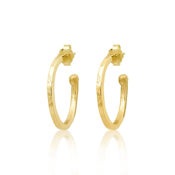 Jennifer Meyer Small Hammered Hoops in 18K Yellow Gold | Fine Earrings | Coveti