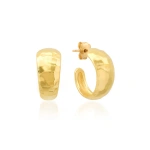 Jennifer Meyer Small Hammered Tapered Hoops in 18K Yellow Gold | Fine Earrings | Coveti