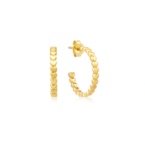 Jennifer Meyer Small Heart Hoops in 18K Yellow Gold | Fine Earrings | Coveti